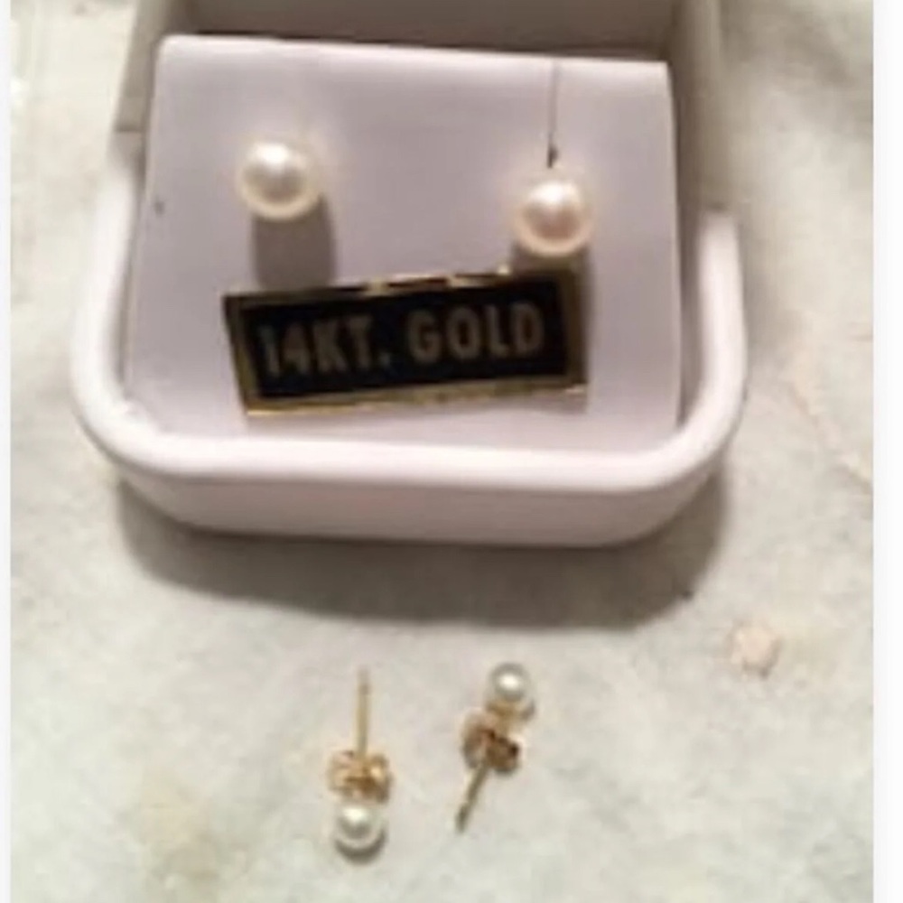 14 kt earrings women’s pearl two set